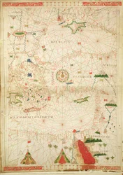 Das östliche Mittelmeer, aus einem nautischen Atlas, 1520